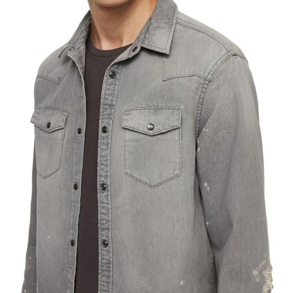 All Saints Other - Allsaints Gino Distressed Denim Shirt  Grey L